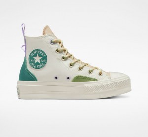 Converse Chuck Taylor All Star Lift Platform Colorblock Overlay Egret / Oat Milk / Algae Coast | 5410-LQYKB