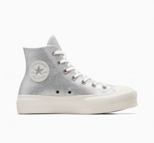 Converse Chuck Taylor All Star Lift Platform Glitter Zilver | 9028-MDVHQ