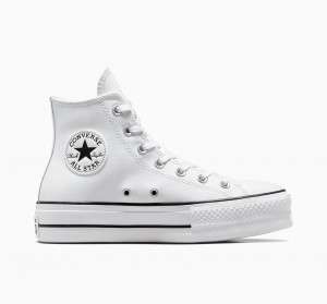 Converse Chuck Taylor All Star Lift Platform Leren Wit Zwart Wit | 9180-KVMZW