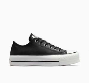 Converse Chuck Taylor All Star Lift Platform Leren Zwart Zwart Wit | 8412-ACFBG