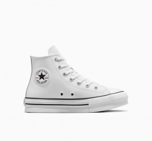 Converse Chuck Taylor All Star Lift Platform Leren Wit Zwart | 4135-QZLKH