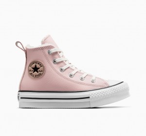 Converse Chuck Taylor All Star Lift Platform Leren & Faux Fur Roze Wit Zwart | 4127-WLOXZ