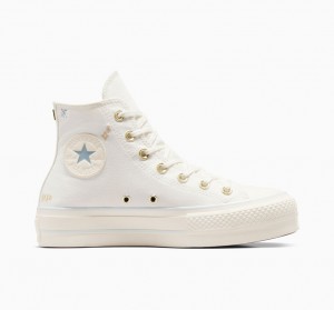 Converse Chuck Taylor All Star Lift Platform Tiny Tattoos Wit Blauw | 7304-TFMOU