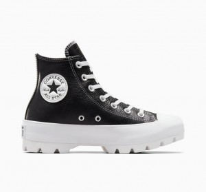 Converse Chuck Taylor All Star Lugged Leren Zwart Wit Wit | 6598-LBKJM