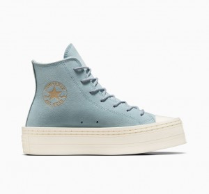 Converse Chuck Taylor All Star Modern Lift Platform Suede Blauw | 9382-YISDN