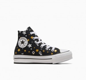 Converse Chuck Taylor All Star Platform Lift Sparkle Zwart Zilver Goud | 2943-HZWSE