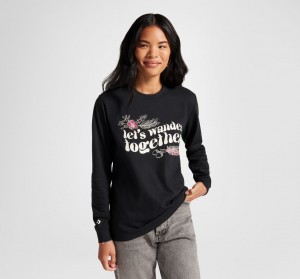 Converse Let's Wander Together Long Sleeve T-Shirt Zwart | 1043-IYPLM