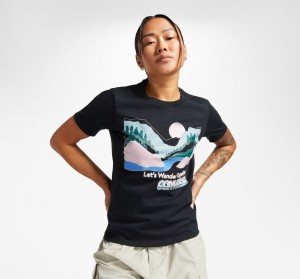 Converse Outdoor Art T-Shirt Zwart | 4718-MKZXW