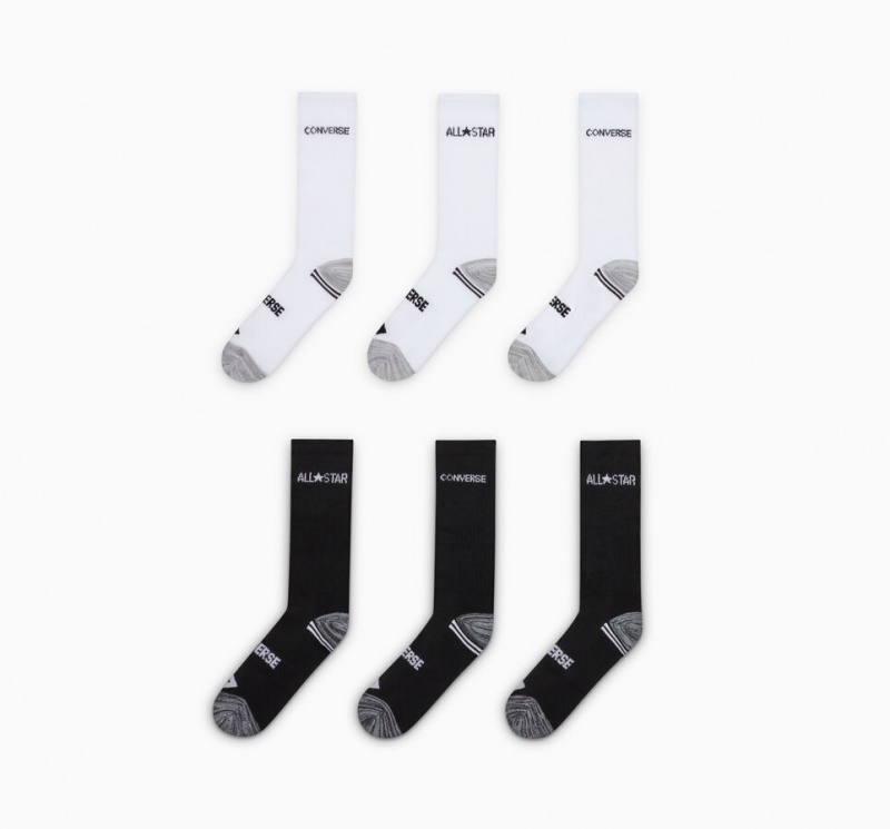 Converse All Star 6-Pack Crew Socks Wit Zwart | 9705-ZNISL