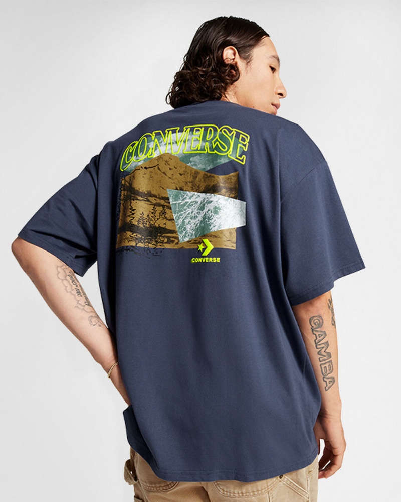 Converse All Star Mountain Remix T-Shirt Blauw | 7154-OZNIK