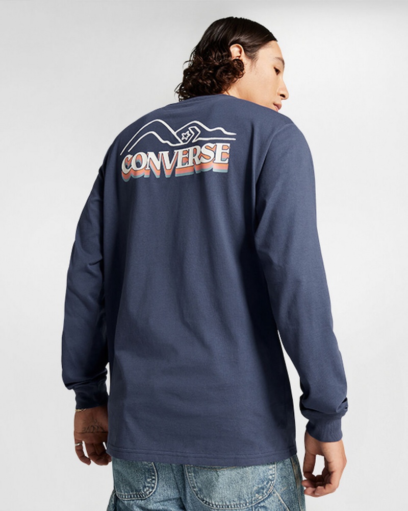 Converse All Star Winter Chill Long-Sleeve T-Shirt Blauw | 1657-OGIDJ