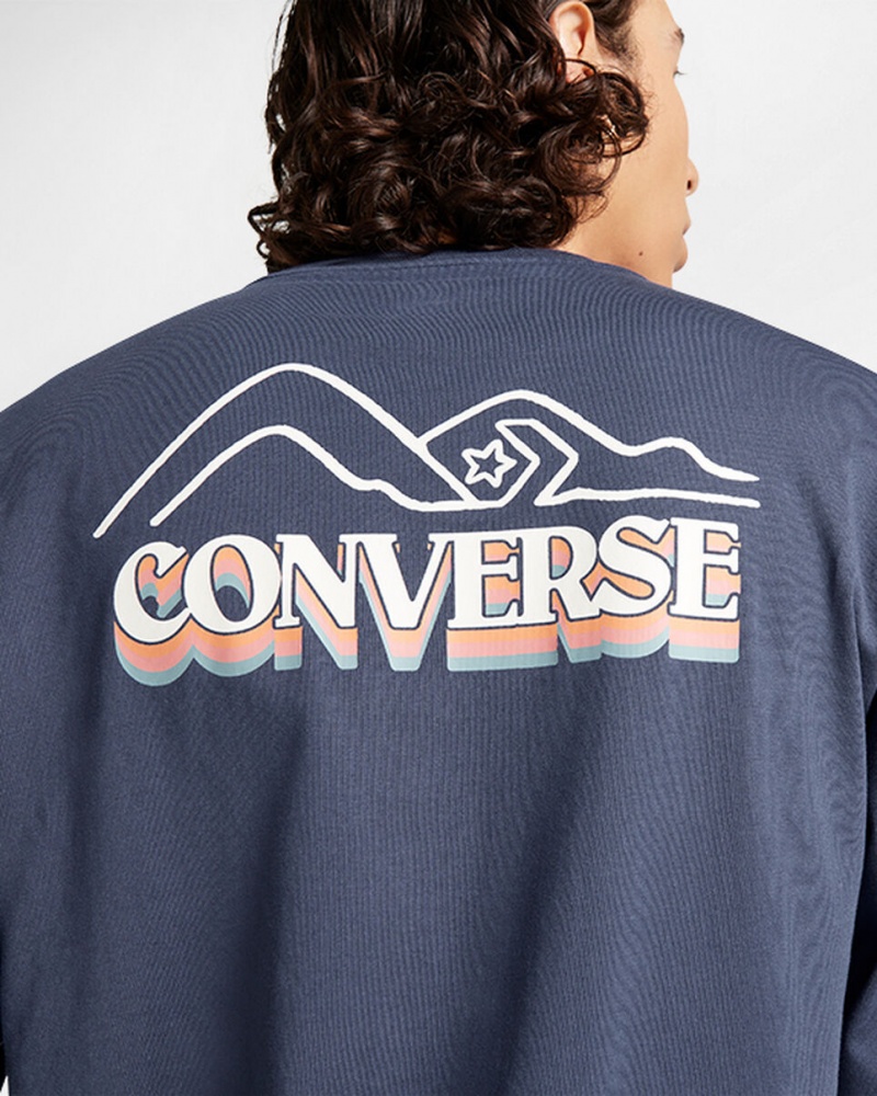 Converse All Star Winter Chill Long-Sleeve T-Shirt Blauw | 1657-OGIDJ