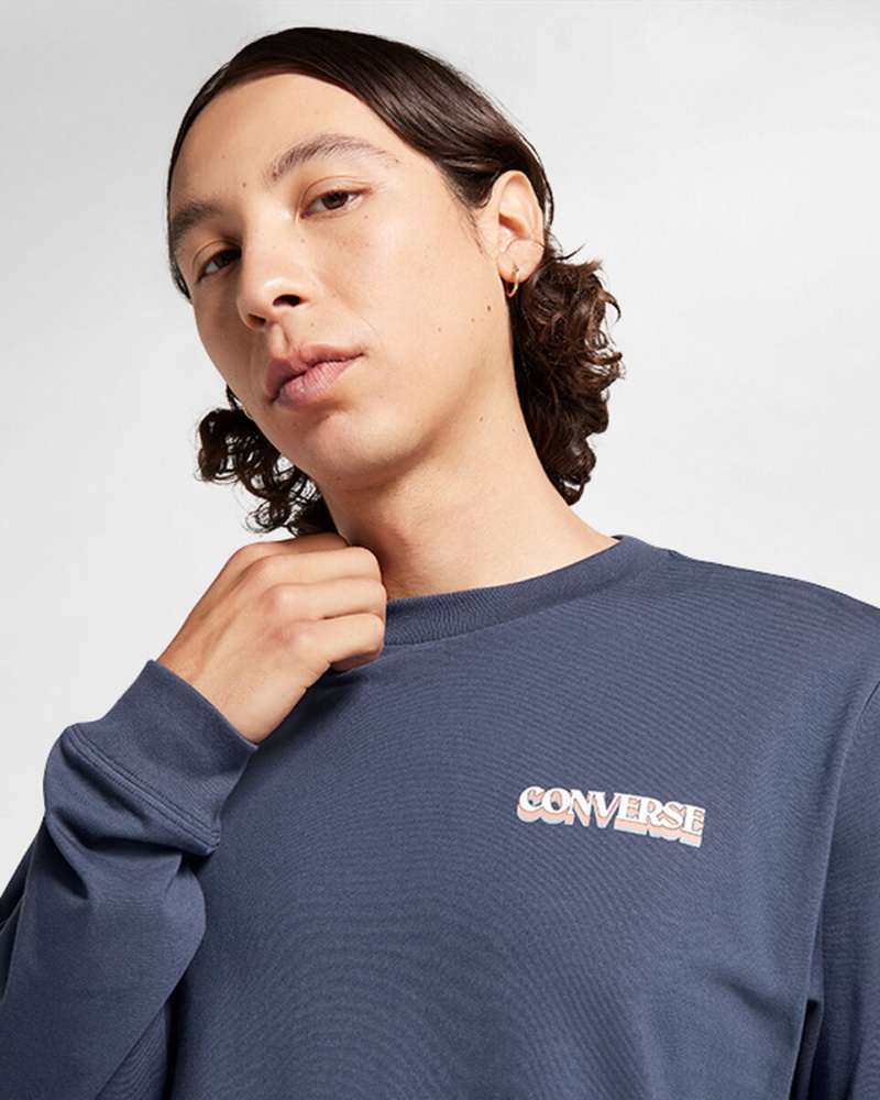 Converse All Star Winter Chill Long-Sleeve T-Shirt Blauw | 1657-OGIDJ