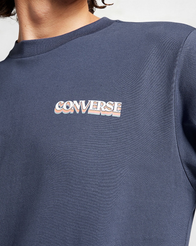 Converse All Star Winter Chill Long-Sleeve T-Shirt Blauw | 1657-OGIDJ