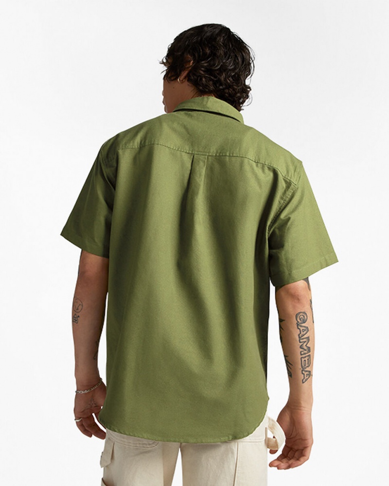 Converse Basic Woven Kort Sleeve Shirt Groen | 7136-LOUZW