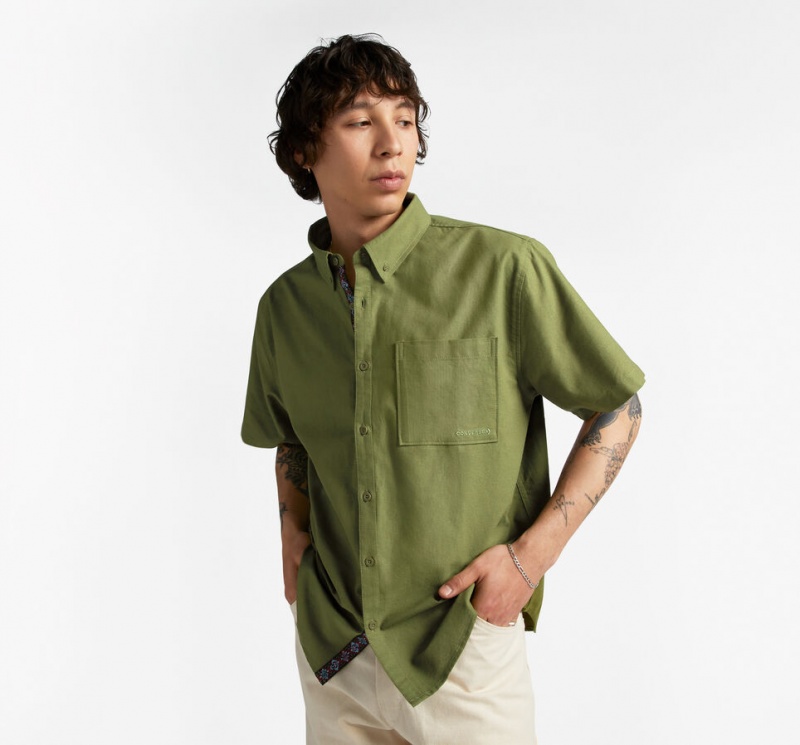 Converse Basic Woven Kort Sleeve Shirt Groen | 7136-LOUZW