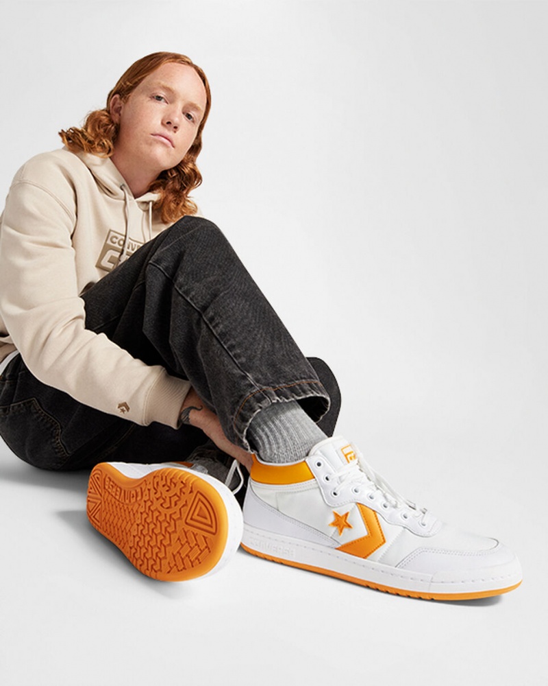 Converse CONS Fastbreak Pro Leren Wit Lichtgeel Wit | 9861-LNZOE