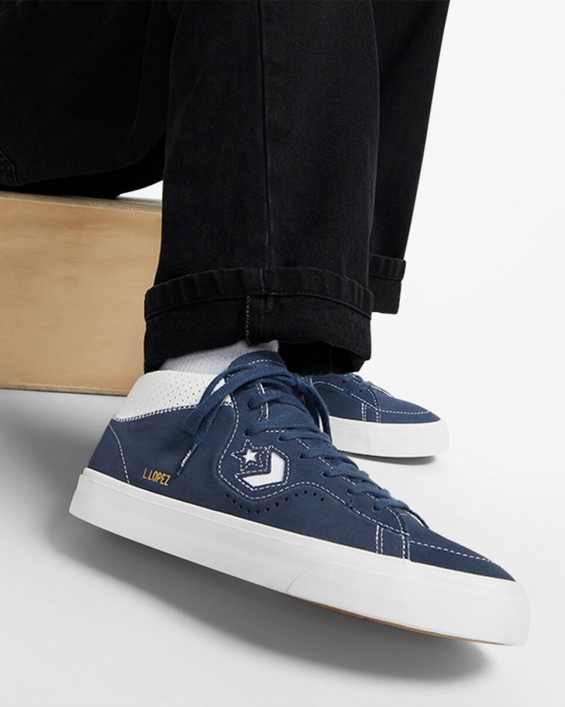 Converse CONS Louie Lopez Pro Suede Donkerblauw Wit Donkerblauw | 7021-MKNQC