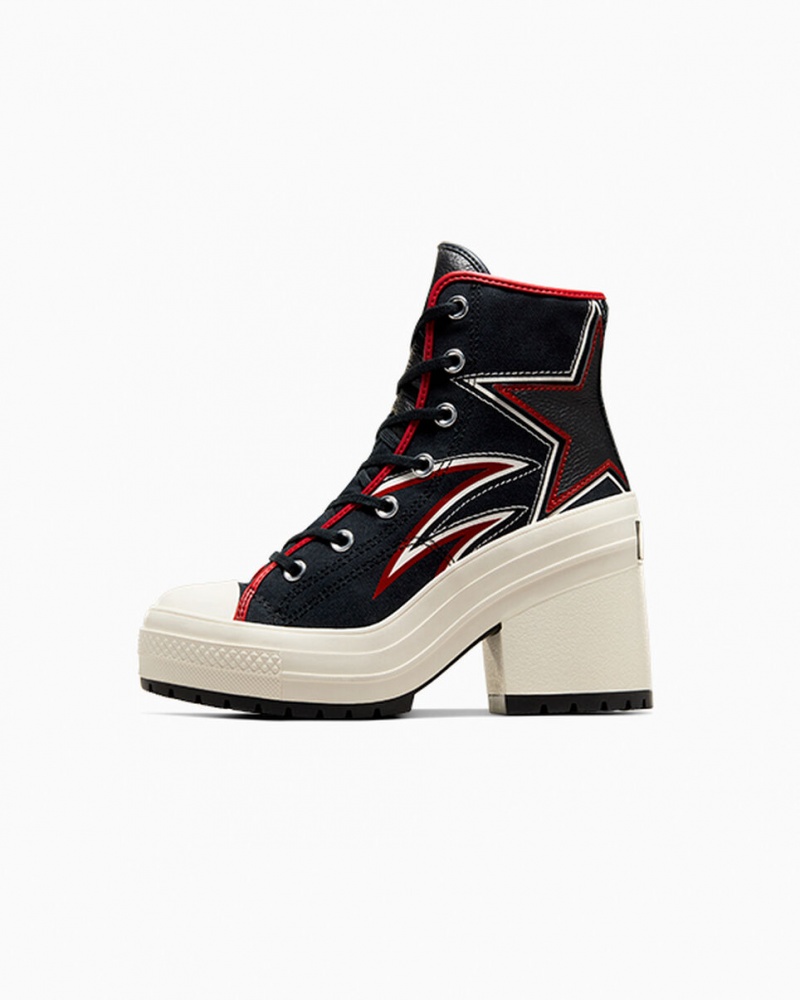 Converse Chuck 70 De Luxe Heel Moto Zwart Rood | 4689-FYXEC