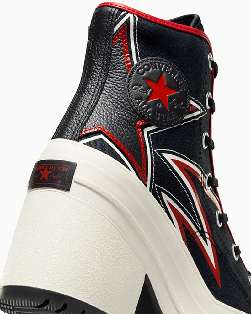 Converse Chuck 70 De Luxe Heel Moto Zwart Rood | 4689-FYXEC