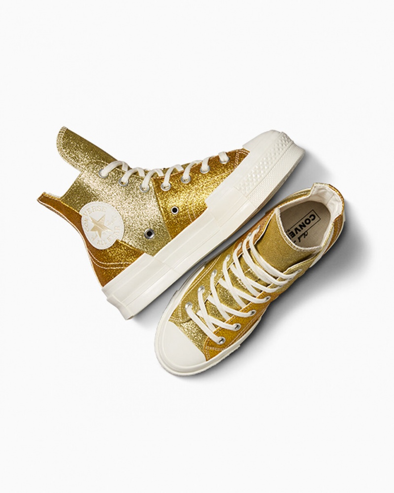 Converse Chuck 70 Plus Glitter Wit Donkergoud | 0912-JVAKG