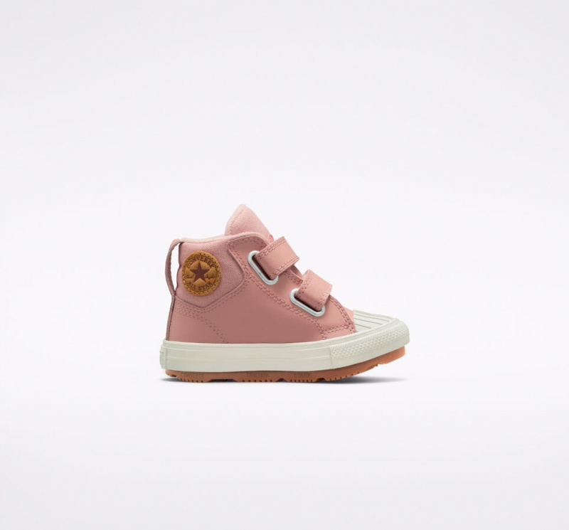 Converse Chuck Taylor All Star Berkshire Boot Easy-On Leren Roze Roze | 3951-VTCXN