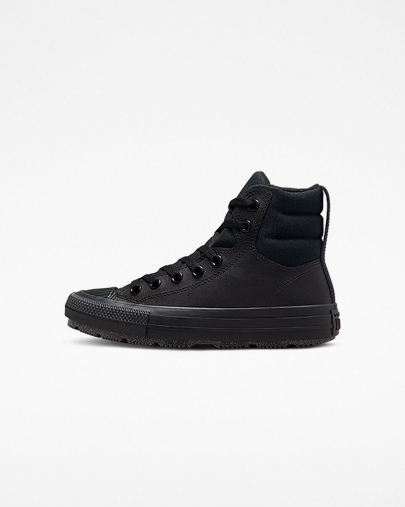 Converse Chuck Taylor All Star Berkshire Boot Leren Zwart Zwart Grijs | 0396-ZJCBH