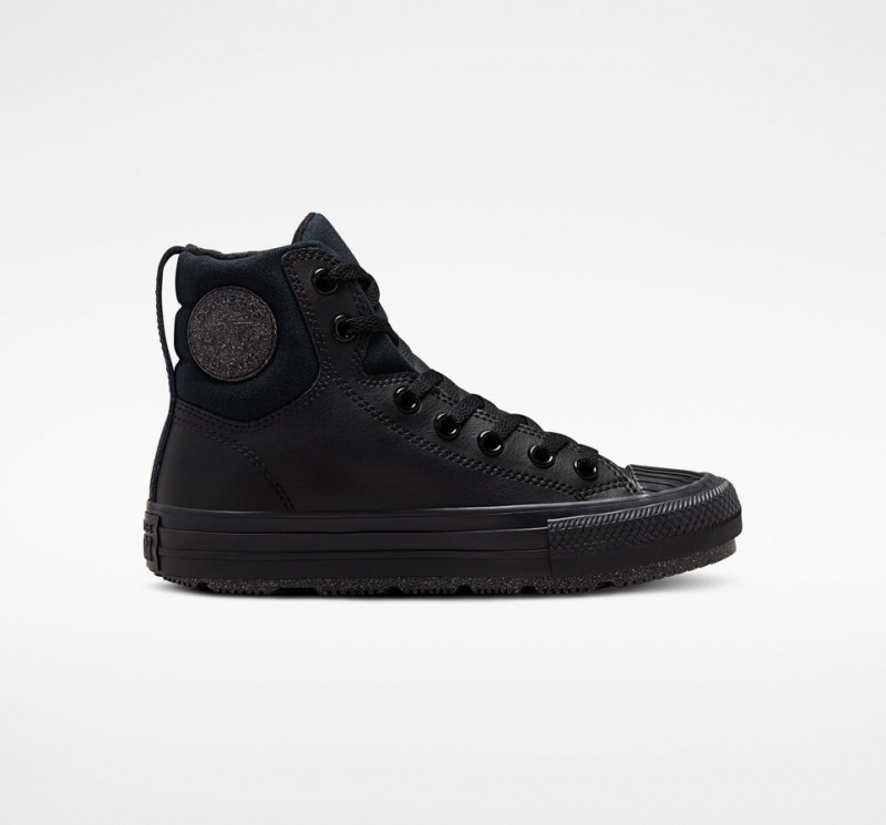 Converse Chuck Taylor All Star Berkshire Boot Leren Zwart Zwart Grijs | 0396-ZJCBH