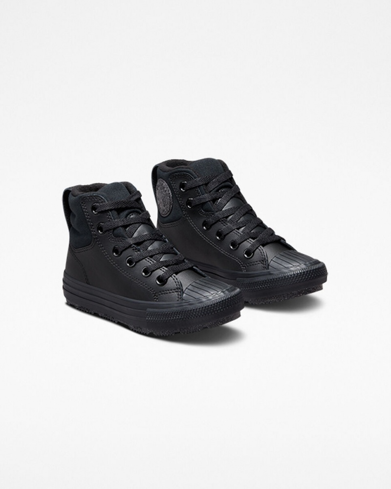 Converse Chuck Taylor All Star Berkshire Boot Leren Zwart Zwart Grijs | 4629-WJBDL