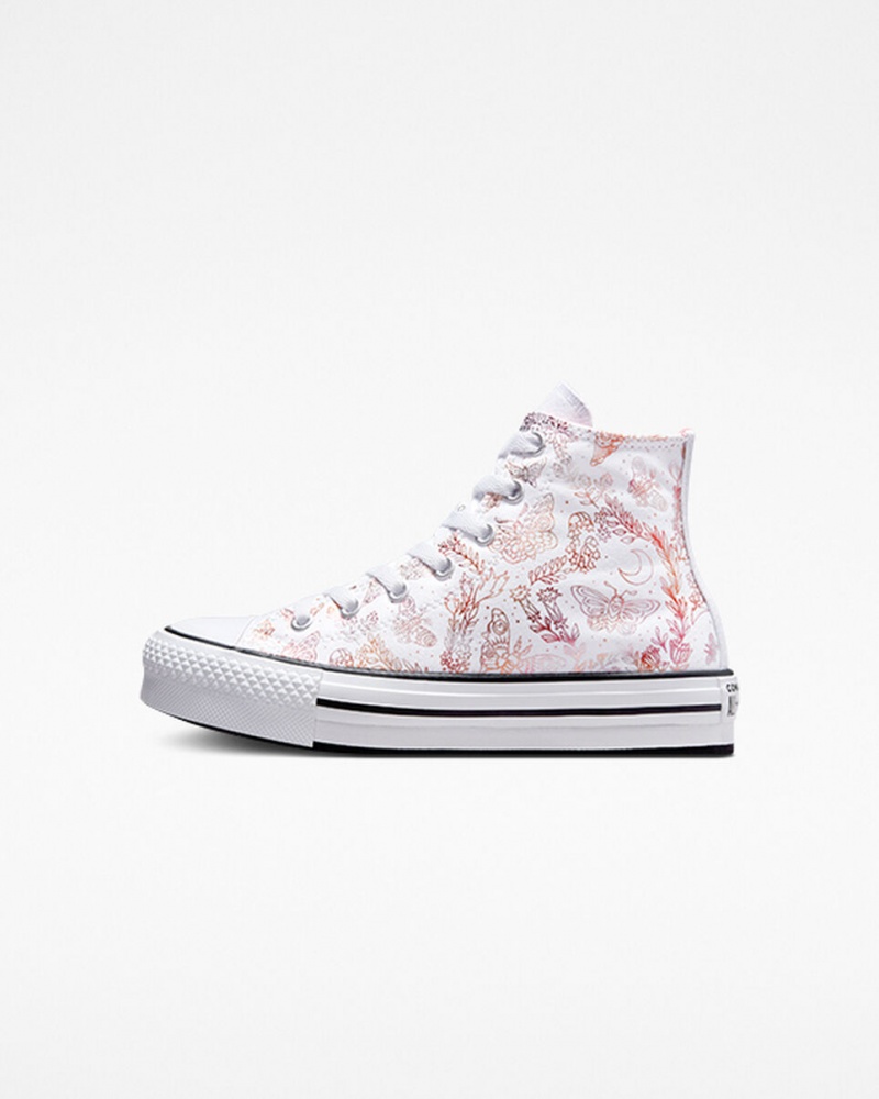 Converse Chuck Taylor All Star EVA Lift Platform Butterfly Shine Wit Roze Zwart | 6329-VEBXJ