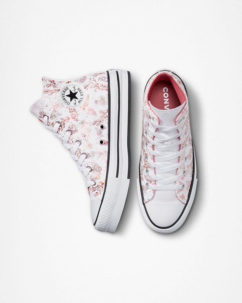 Converse Chuck Taylor All Star EVA Lift Platform Butterfly Shine Wit Roze Zwart | 6329-VEBXJ