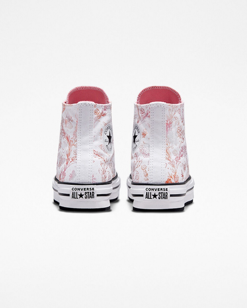 Converse Chuck Taylor All Star EVA Lift Platform Butterfly Shine Wit Roze Zwart | 6329-VEBXJ