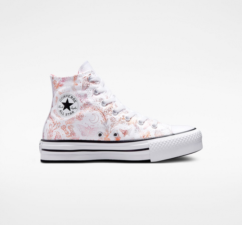 Converse Chuck Taylor All Star EVA Lift Platform Butterfly Shine Wit Roze Zwart | 6329-VEBXJ