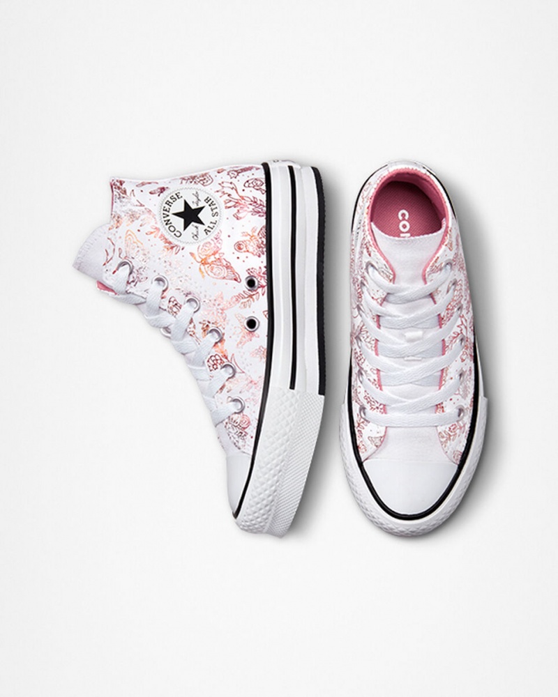 Converse Chuck Taylor All Star EVA Lift Platform Butterfly Shine Wit Roze Zwart | 3527-ZEYMC