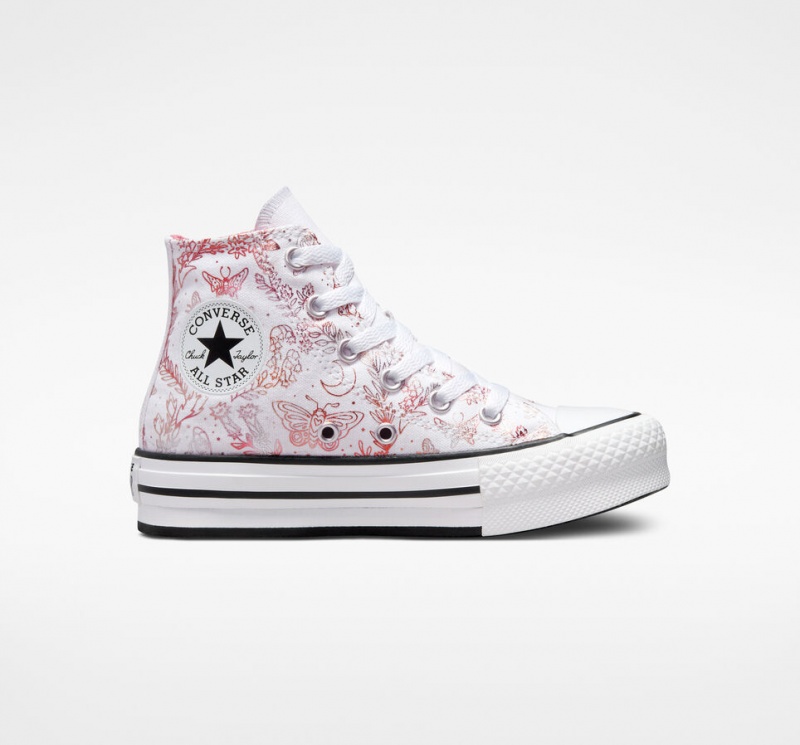 Converse Chuck Taylor All Star EVA Lift Platform Butterfly Shine Wit Roze Zwart | 3527-ZEYMC