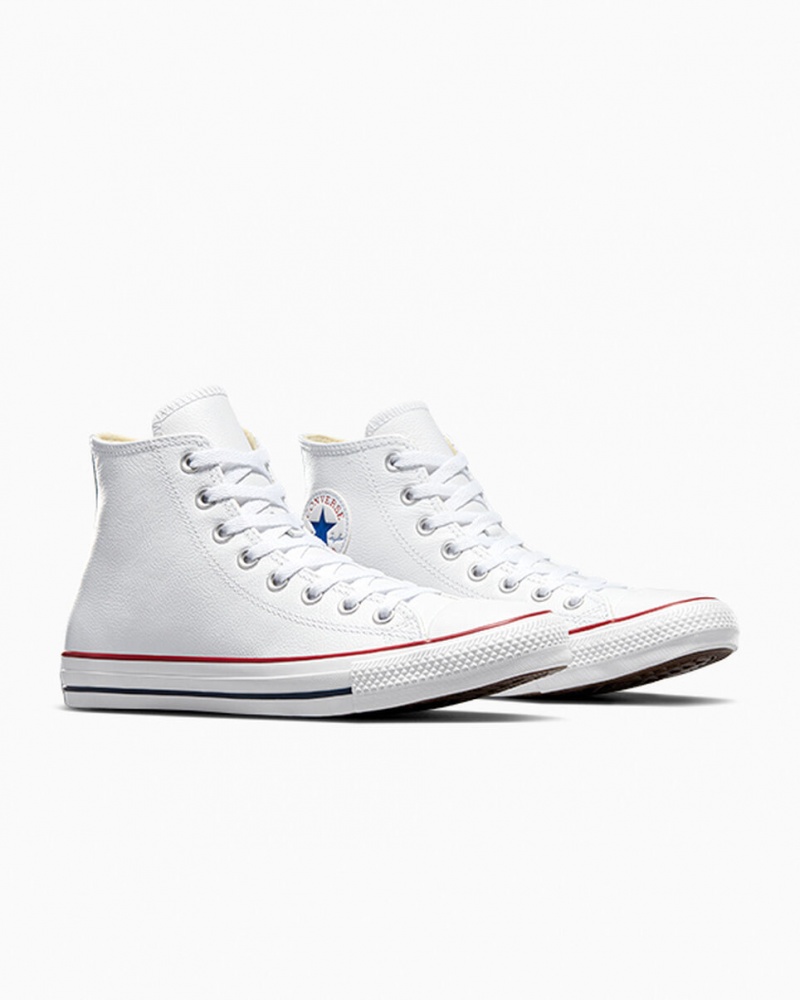 Converse Chuck Taylor All Star Leren Wit | 9765-NMLBJ