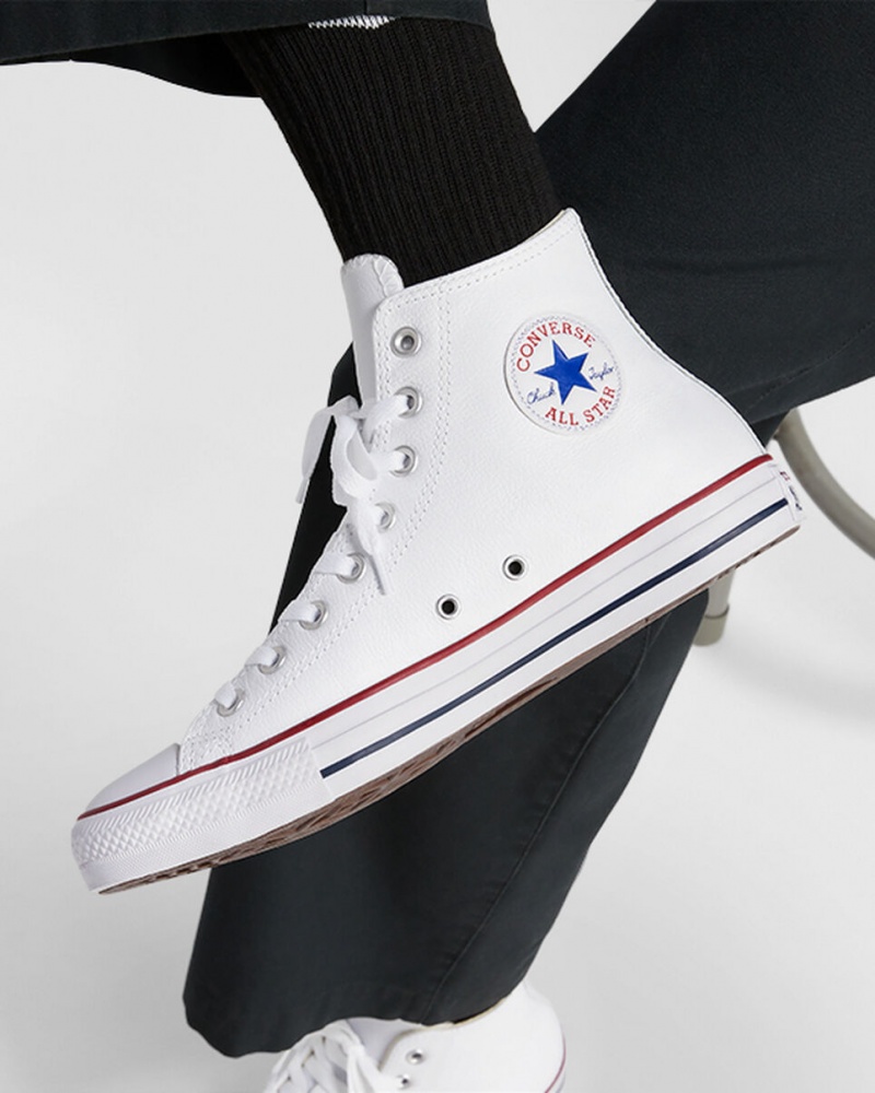 Converse Chuck Taylor All Star Leren Wit | 9765-NMLBJ