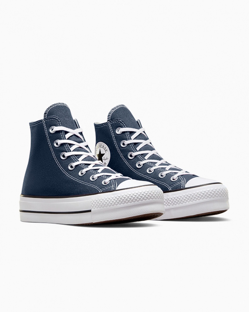 Converse Chuck Taylor All Star Lift Platform Donkerblauw Wit Zwart | 9825-NKPFM