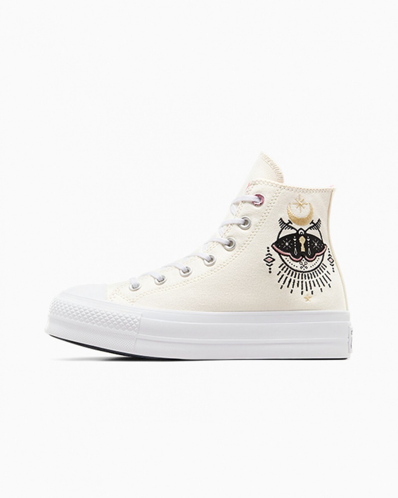 Converse Chuck Taylor All Star Lift Platform Alchemy Embroidery Zwart Roze | 1950-OPQLZ