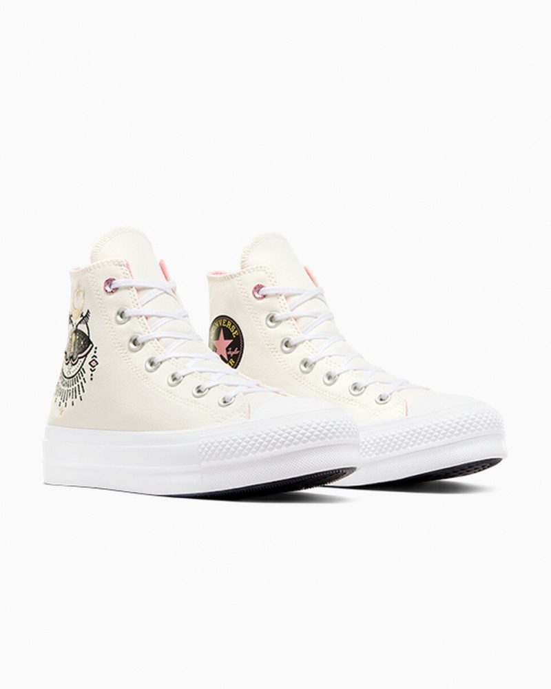 Converse Chuck Taylor All Star Lift Platform Alchemy Embroidery Zwart Roze | 1950-OPQLZ