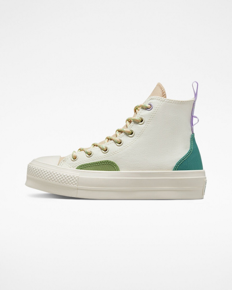 Converse Chuck Taylor All Star Lift Platform Colorblock Overlay Egret / Oat Milk / Algae Coast | 5410-LQYKB