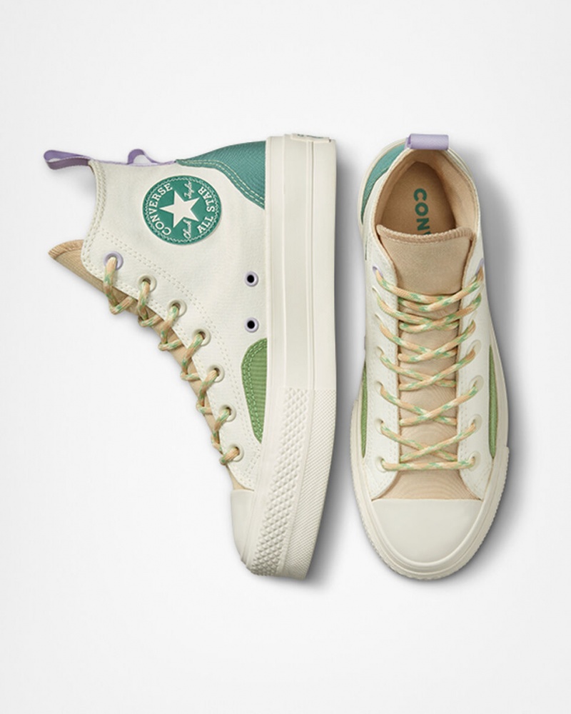 Converse Chuck Taylor All Star Lift Platform Colorblock Overlay Egret / Oat Milk / Algae Coast | 5410-LQYKB