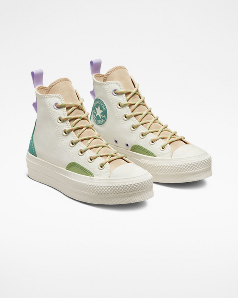 Converse Chuck Taylor All Star Lift Platform Colorblock Overlay Egret / Oat Milk / Algae Coast | 5410-LQYKB