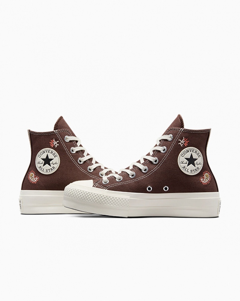 Converse Chuck Taylor All Star Lift Platform Crafted Evolution Bruin Roze | 5921-QHJPT