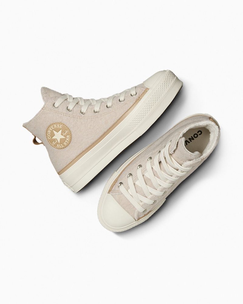 Converse Chuck Taylor All Star Lift Platform Faux Mohair Egret / Epic Dune / Egret | 3296-TREBA