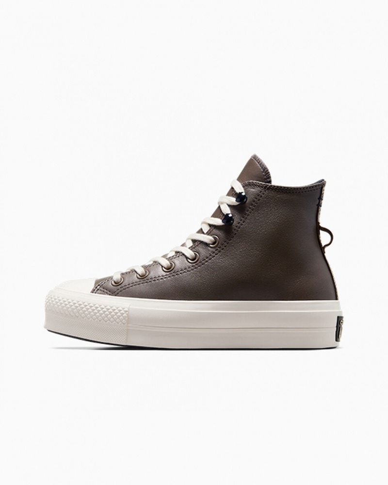 Converse Chuck Taylor All Star Lift Platform Fleece-Gevoerde Leren Zwart | 4387-DCAPL