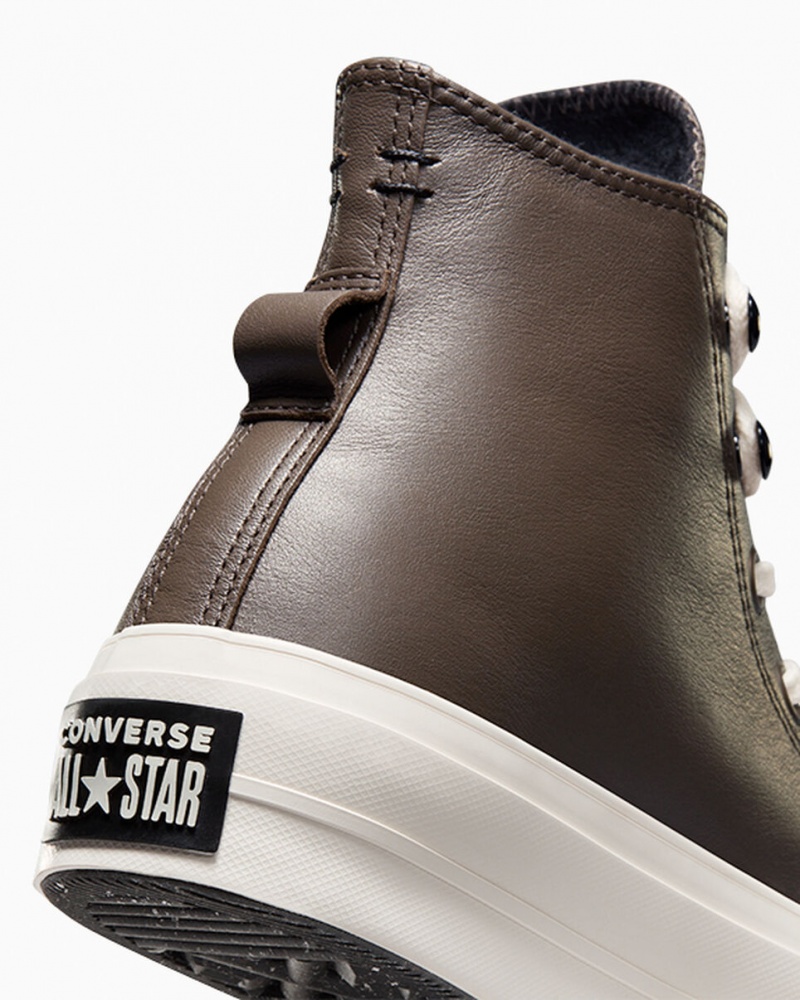 Converse Chuck Taylor All Star Lift Platform Fleece-Gevoerde Leren Zwart | 4387-DCAPL