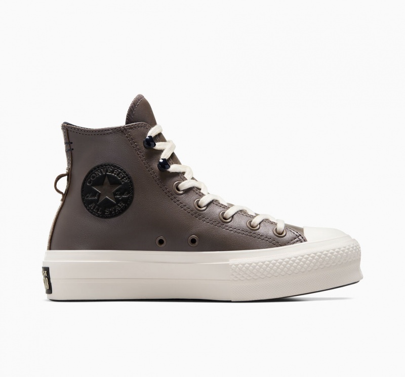 Converse Chuck Taylor All Star Lift Platform Fleece-Gevoerde Leren Zwart | 4387-DCAPL