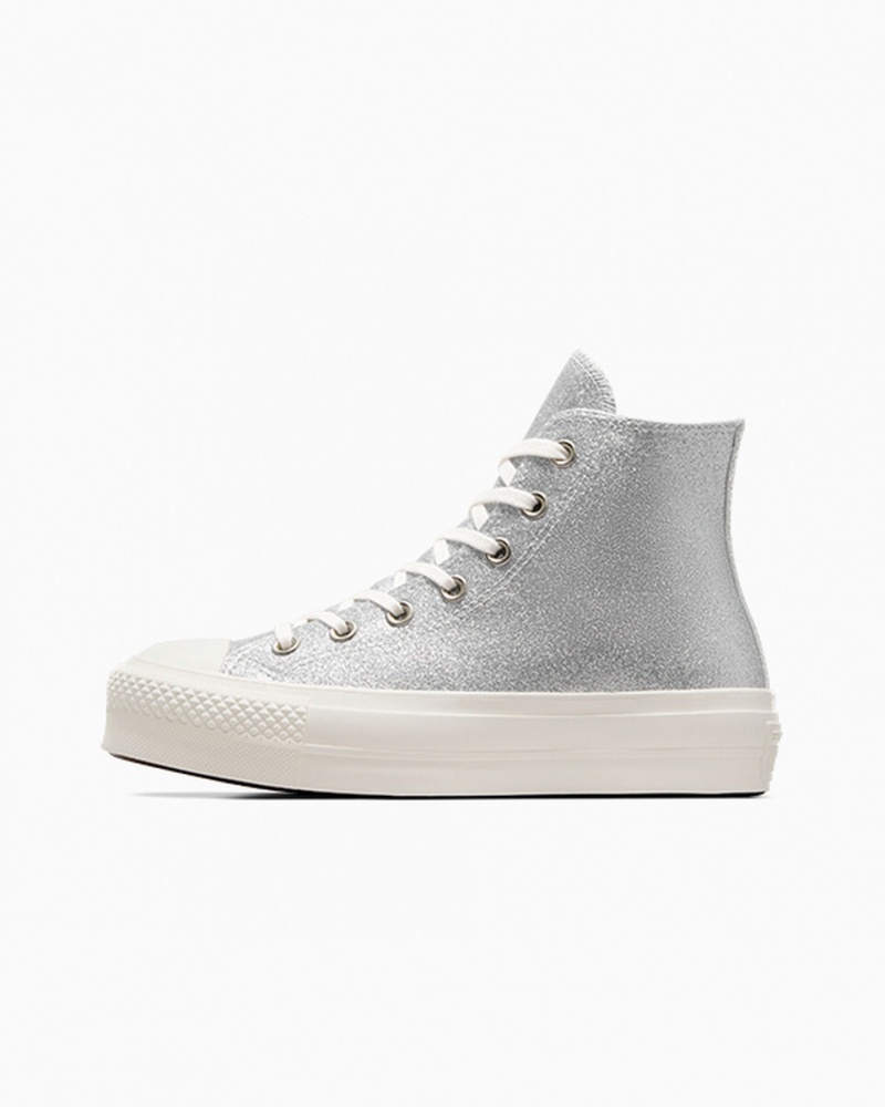 Converse Chuck Taylor All Star Lift Platform Glitter Zilver | 9028-MDVHQ