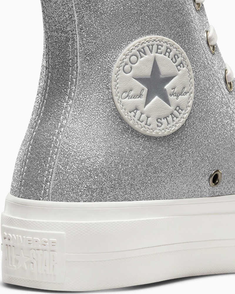 Converse Chuck Taylor All Star Lift Platform Glitter Zilver | 9028-MDVHQ